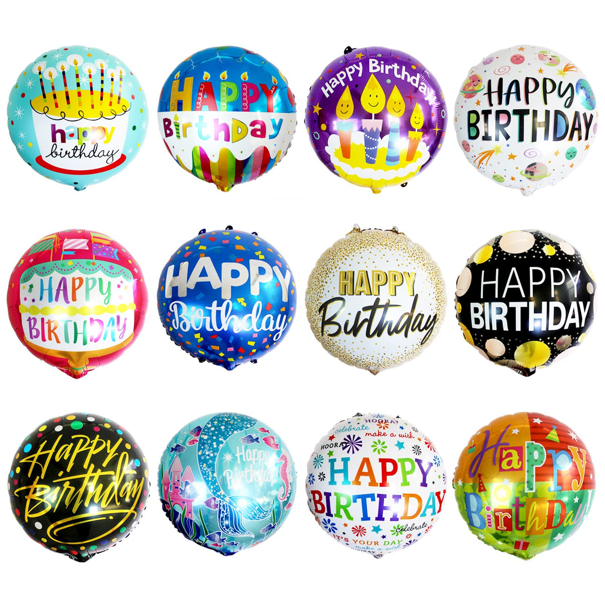 ASIYUHY Happy Birthday foil balloons pattern 01, ideal for colorful centerpieces