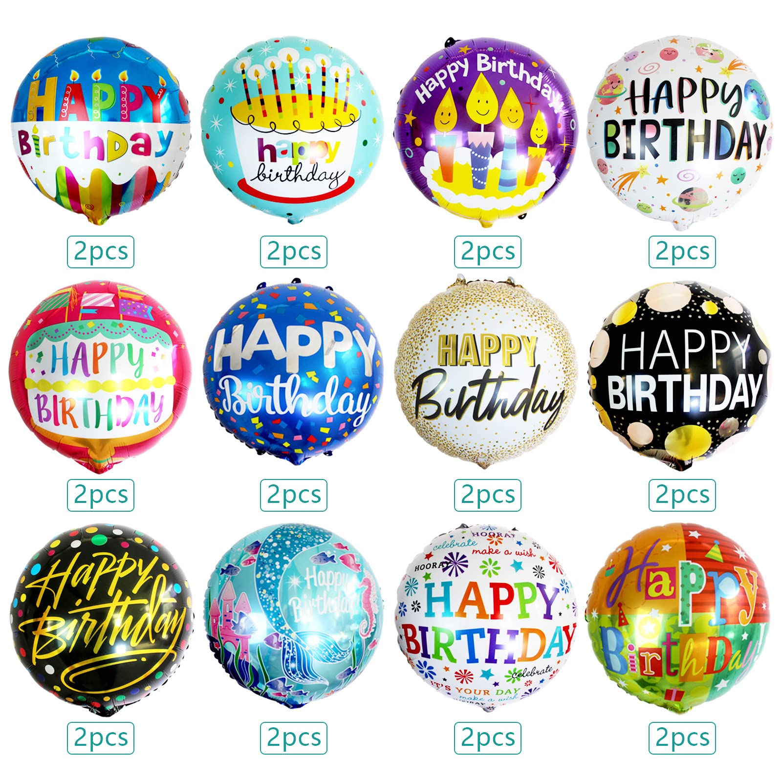 ASIYUHY Happy Birthday foil balloons pattern 03, vibrant party decor option