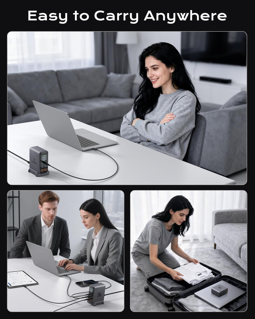 ASOMETECH travel-ready charging station for home or office