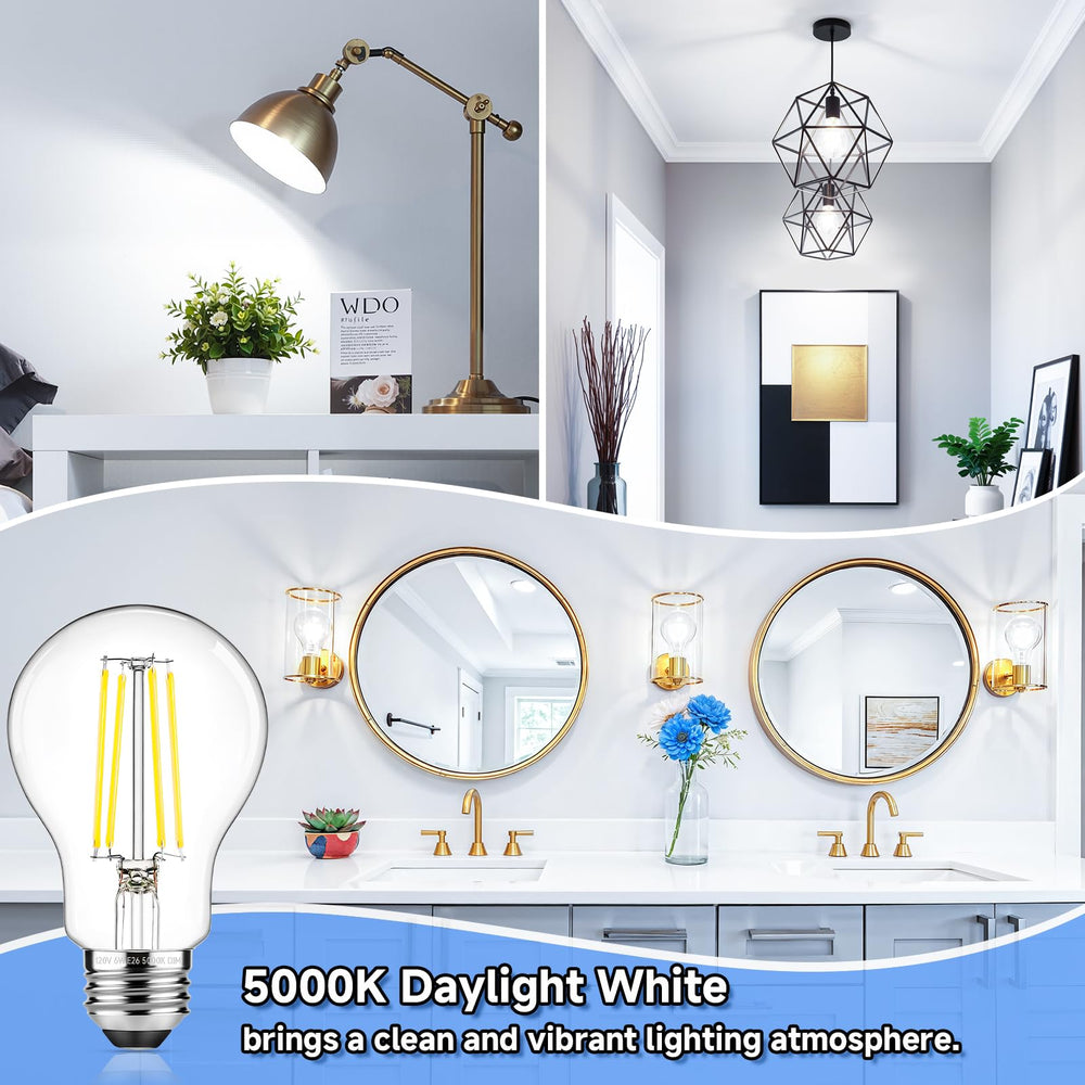 ASOMST 60W-equivalent LED filament bulb in clear glass for energy-saving brightness.
