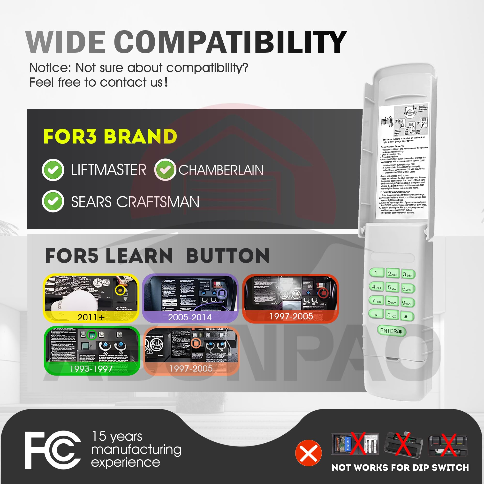 Asonpao 878Max compatibility with LiftMaster and Chamberlain ensures universal use.