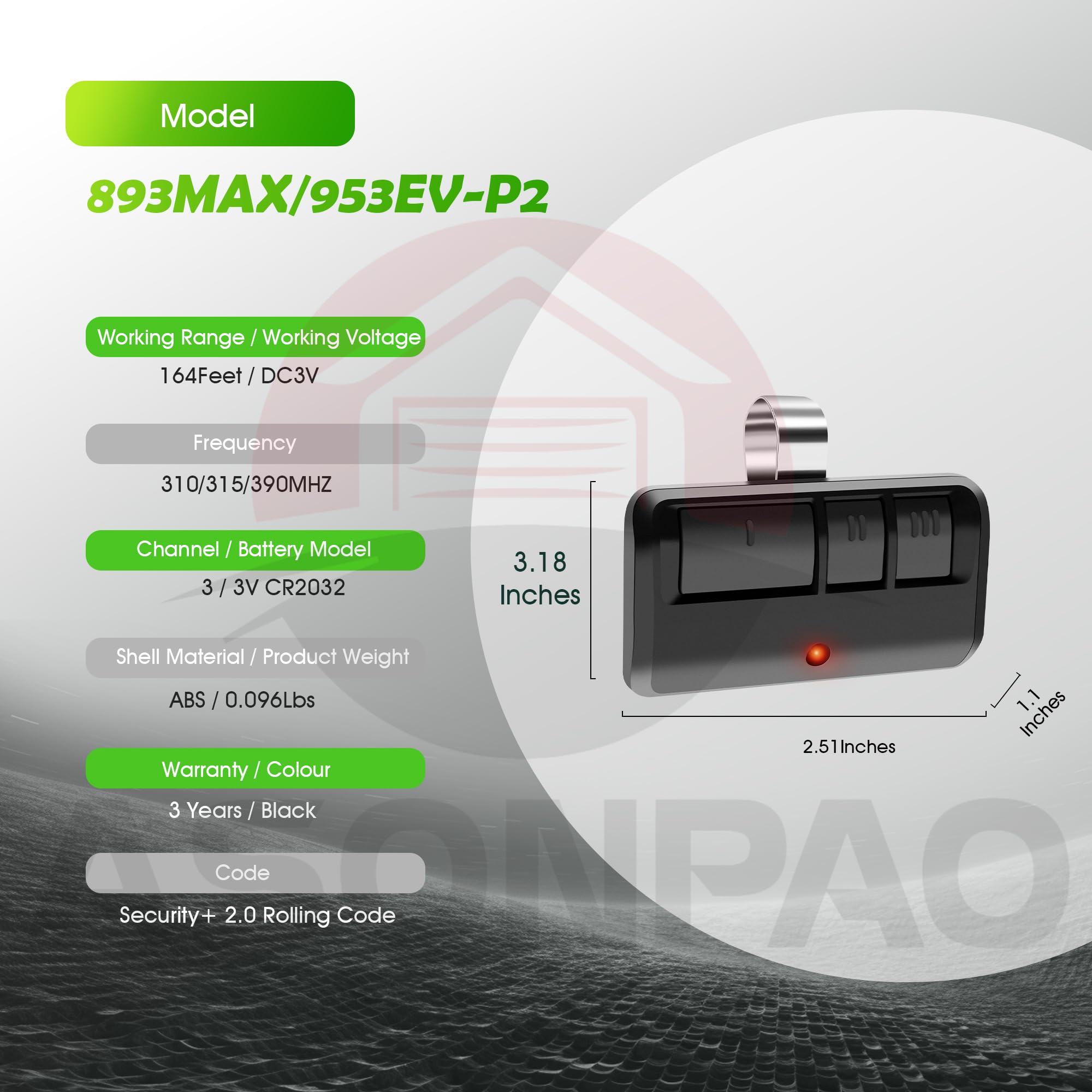 ASONPAO 953EV-P2 remote warranty shows 10-year coverage for long-term peace of mind.