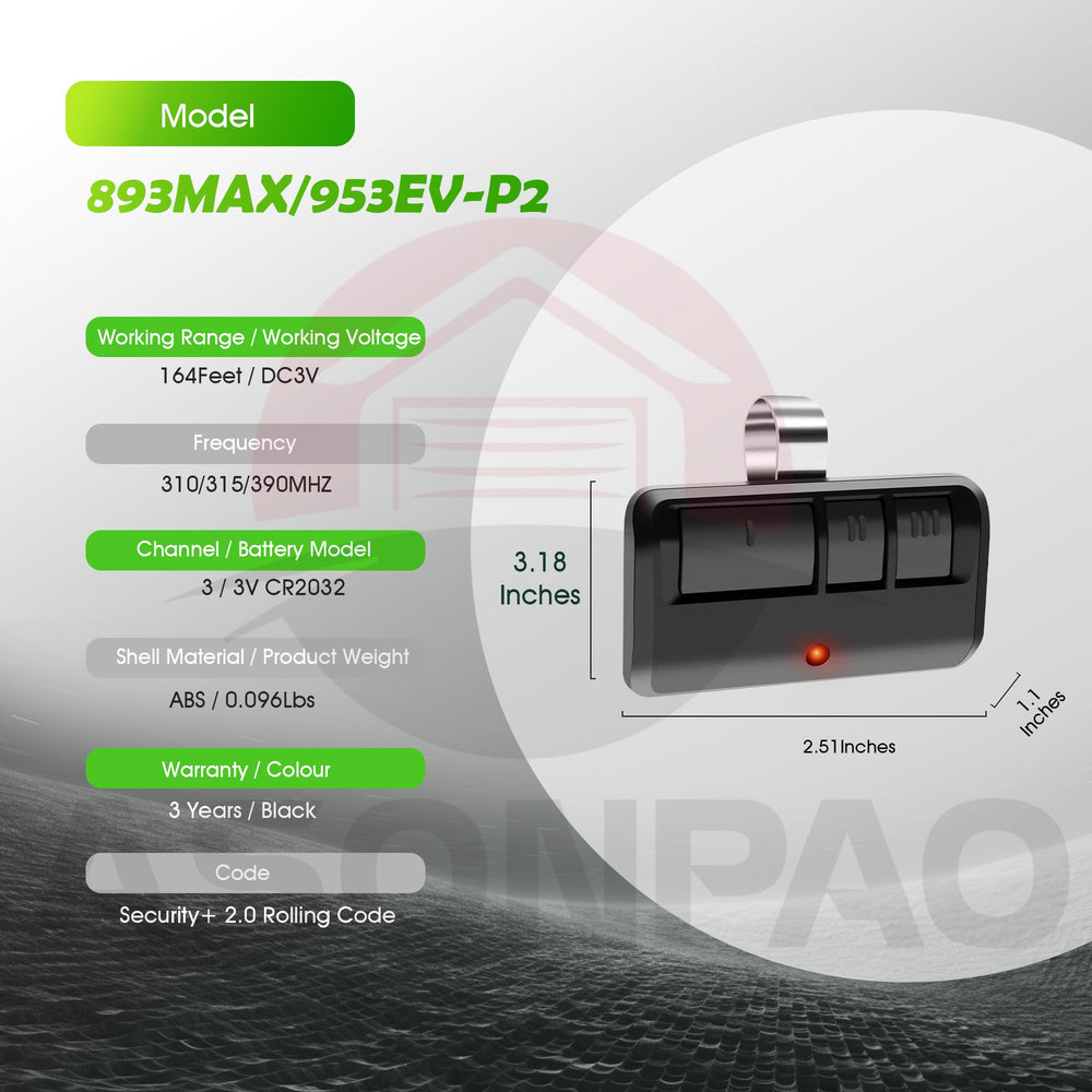 ASONPAO 953EV-P2 remote warranty shows 10-year coverage for long-term peace of mind.