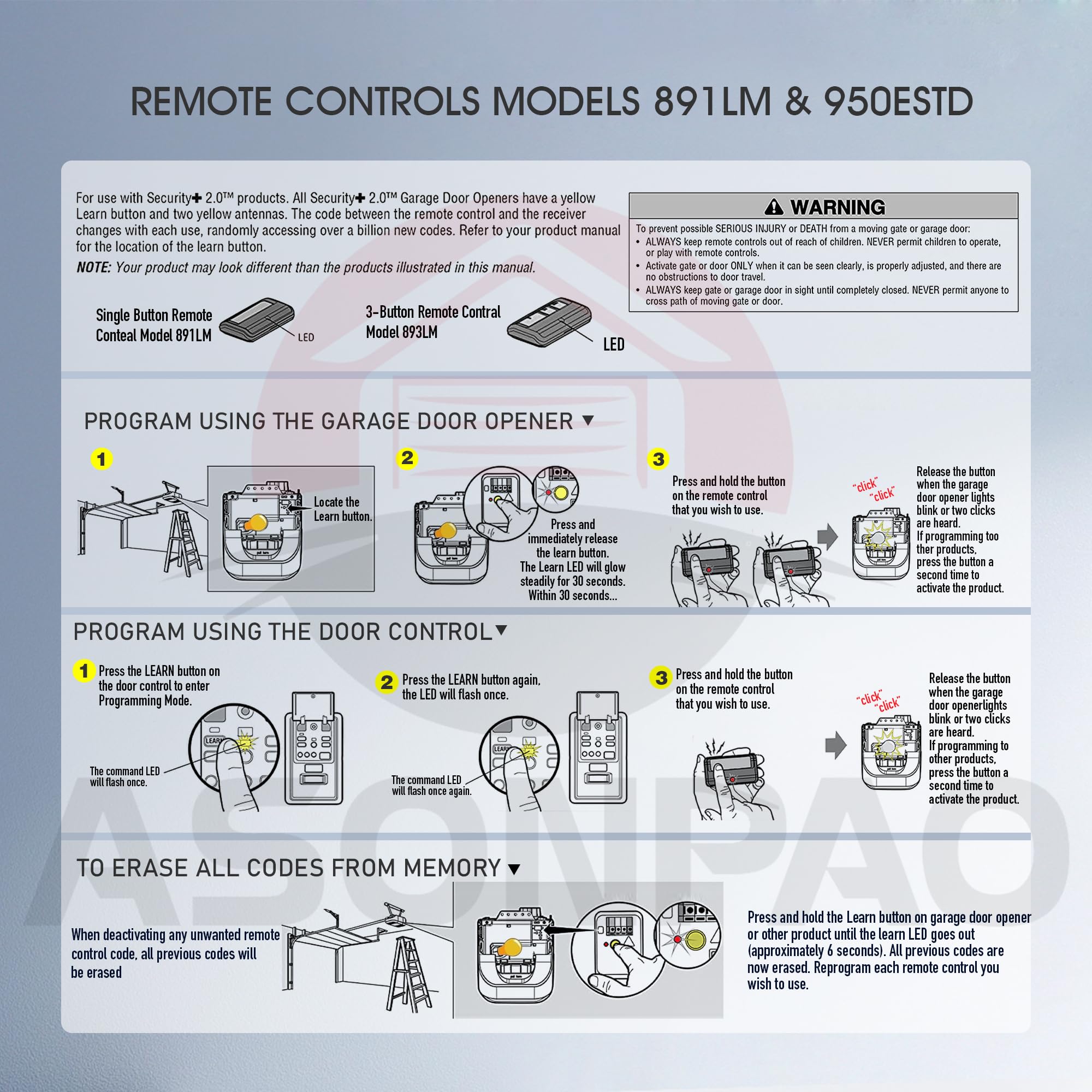 Compact remotes ready to mount on car visor for quick access.