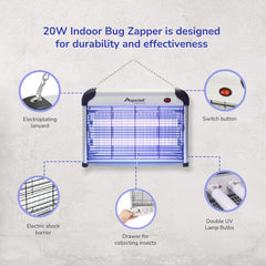 Aspectek 20W bug zapper hanging setup shown for easy placement