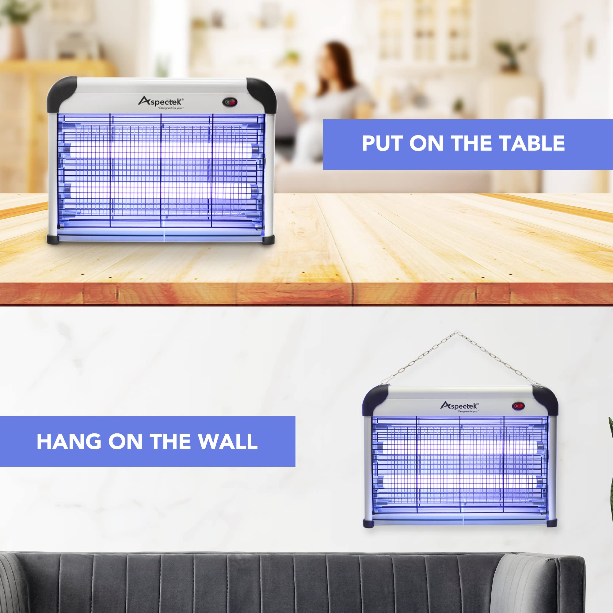 Aspectek bug zapper removable tray enables simple cleanup