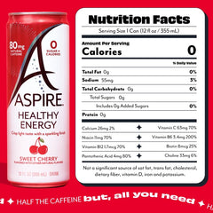 ASPIRE Sweet Cherry energy can showcases natural caffeine from green tea for steady focus