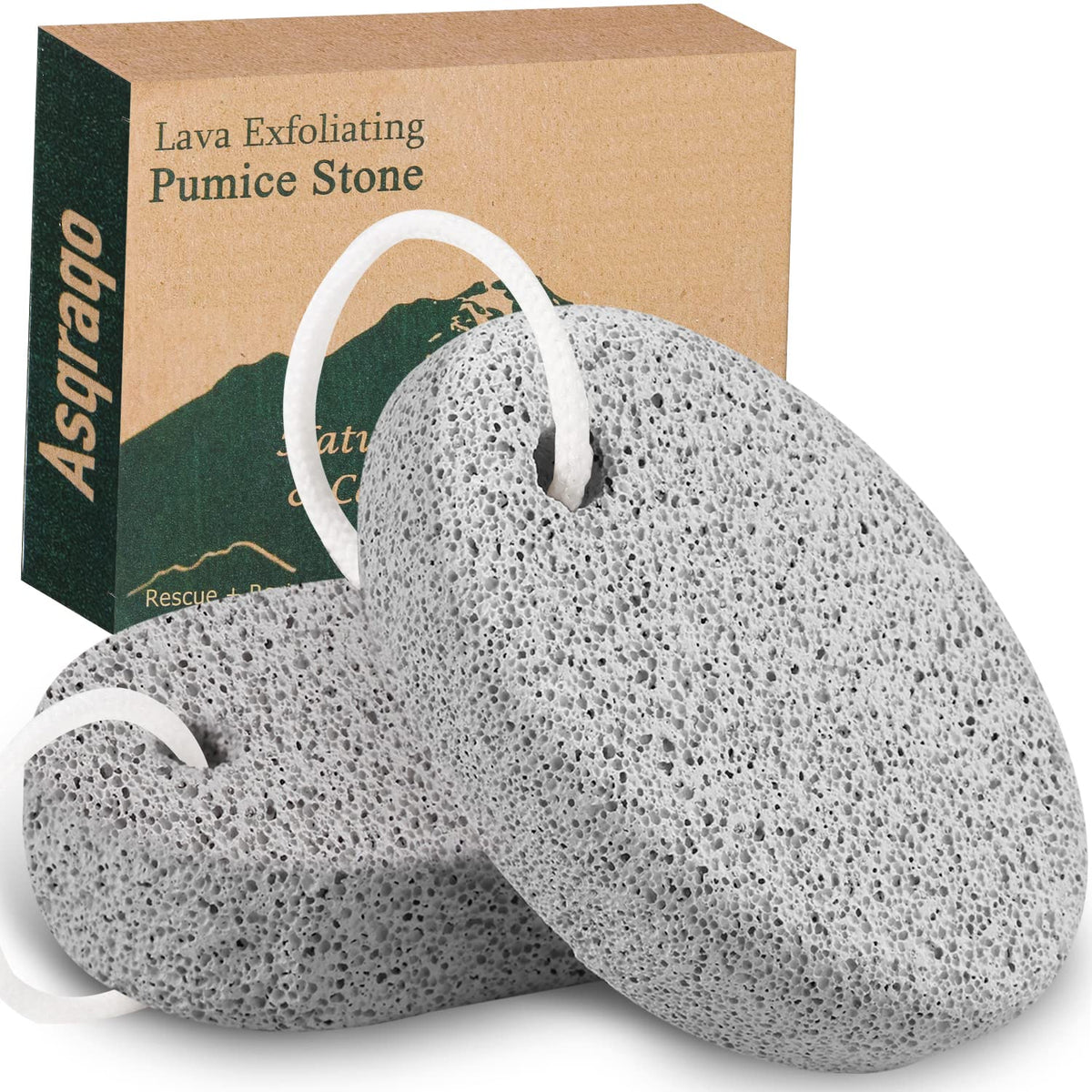 Asqraqo lava pumice stone 2pc pack for foot exfoliation and smoother skin
