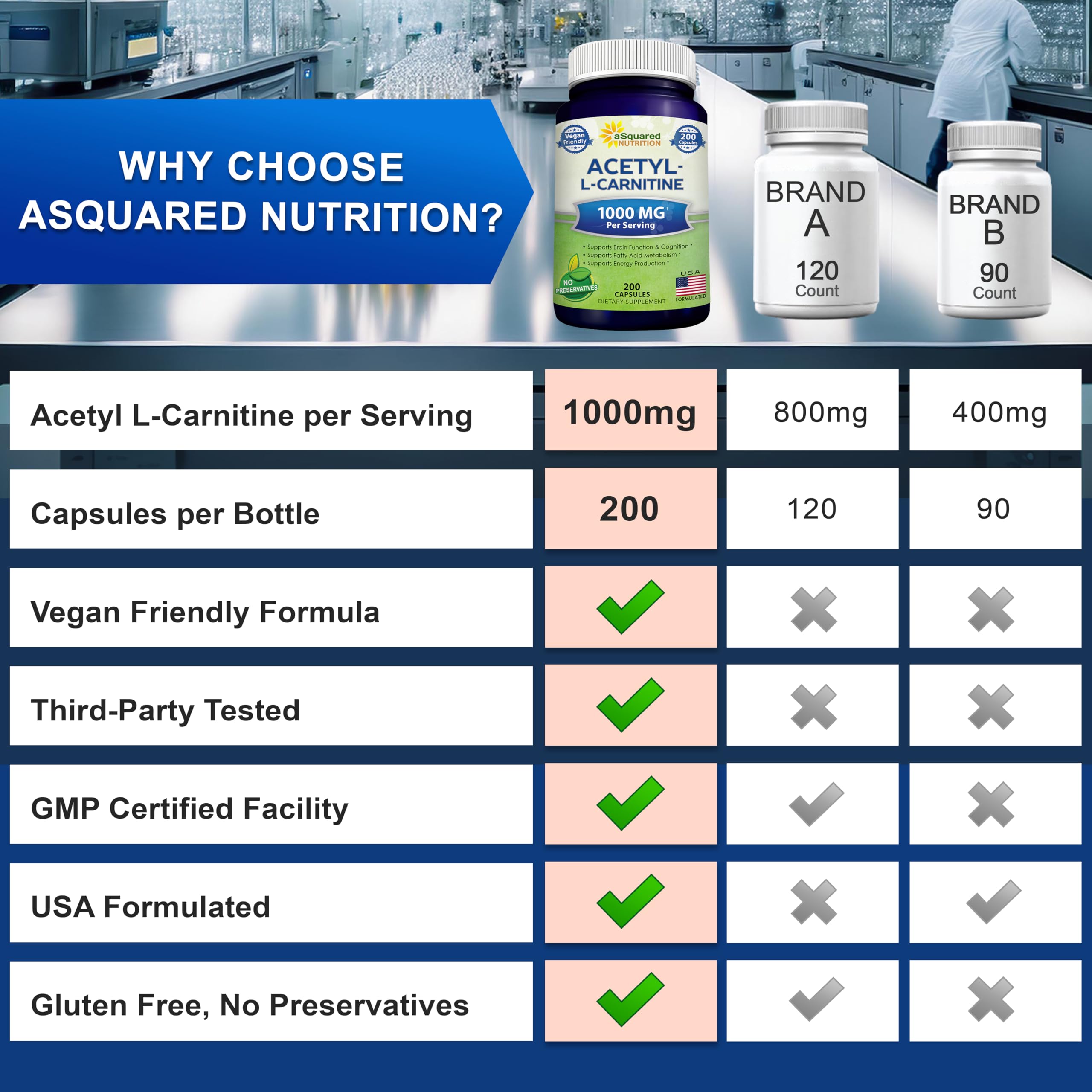 Brain energy support concept featured with Acetyl L-Carnitine.