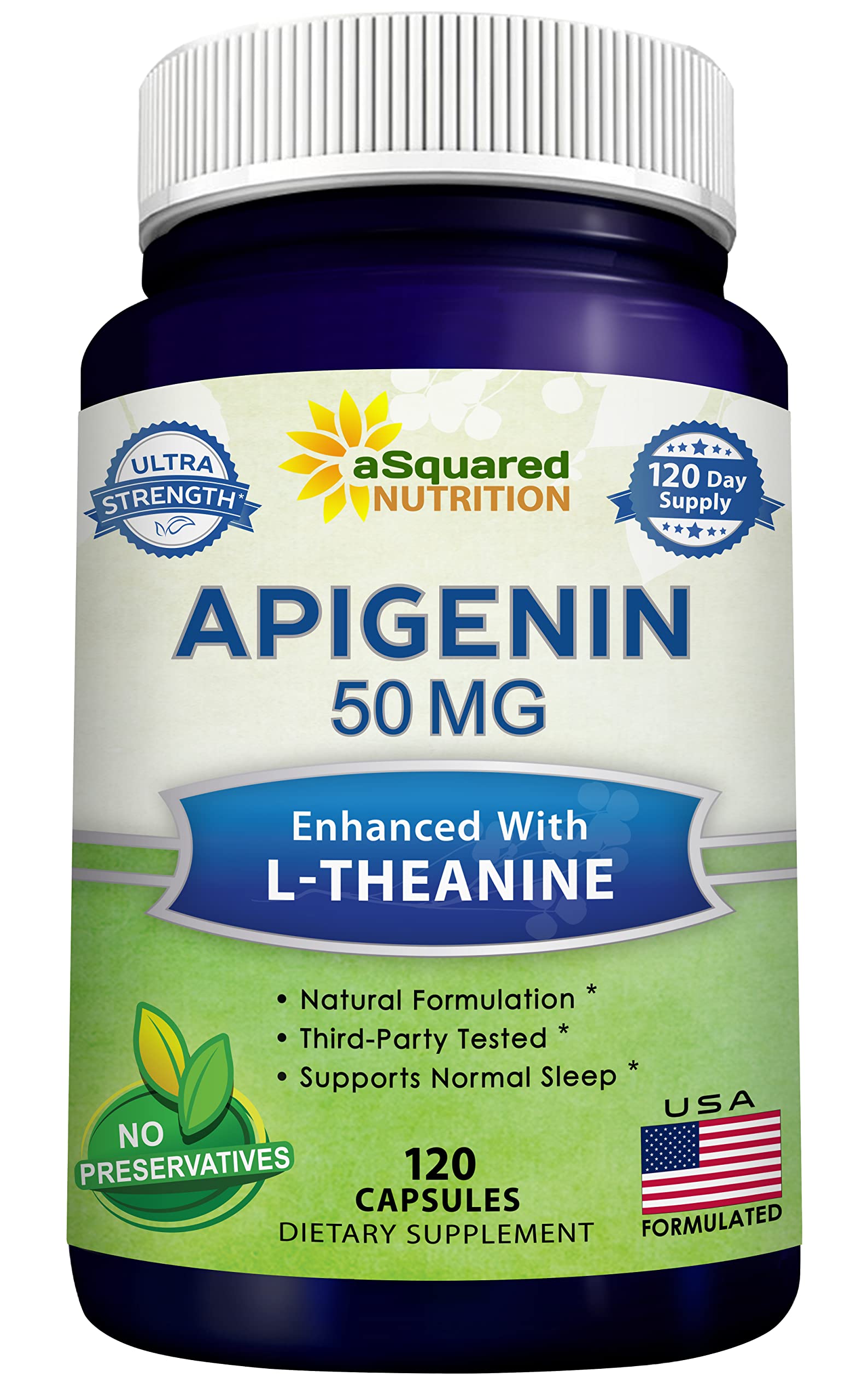 aSquared Nutrition apigenin and l-theanine bottle for restful nights