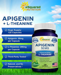 aSquared Nutrition capsules close-up showing 50mg apigenin and 200mg l-theanine