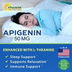 aSquared Nutrition apigenin l-theanine label highlighting plant-based formula