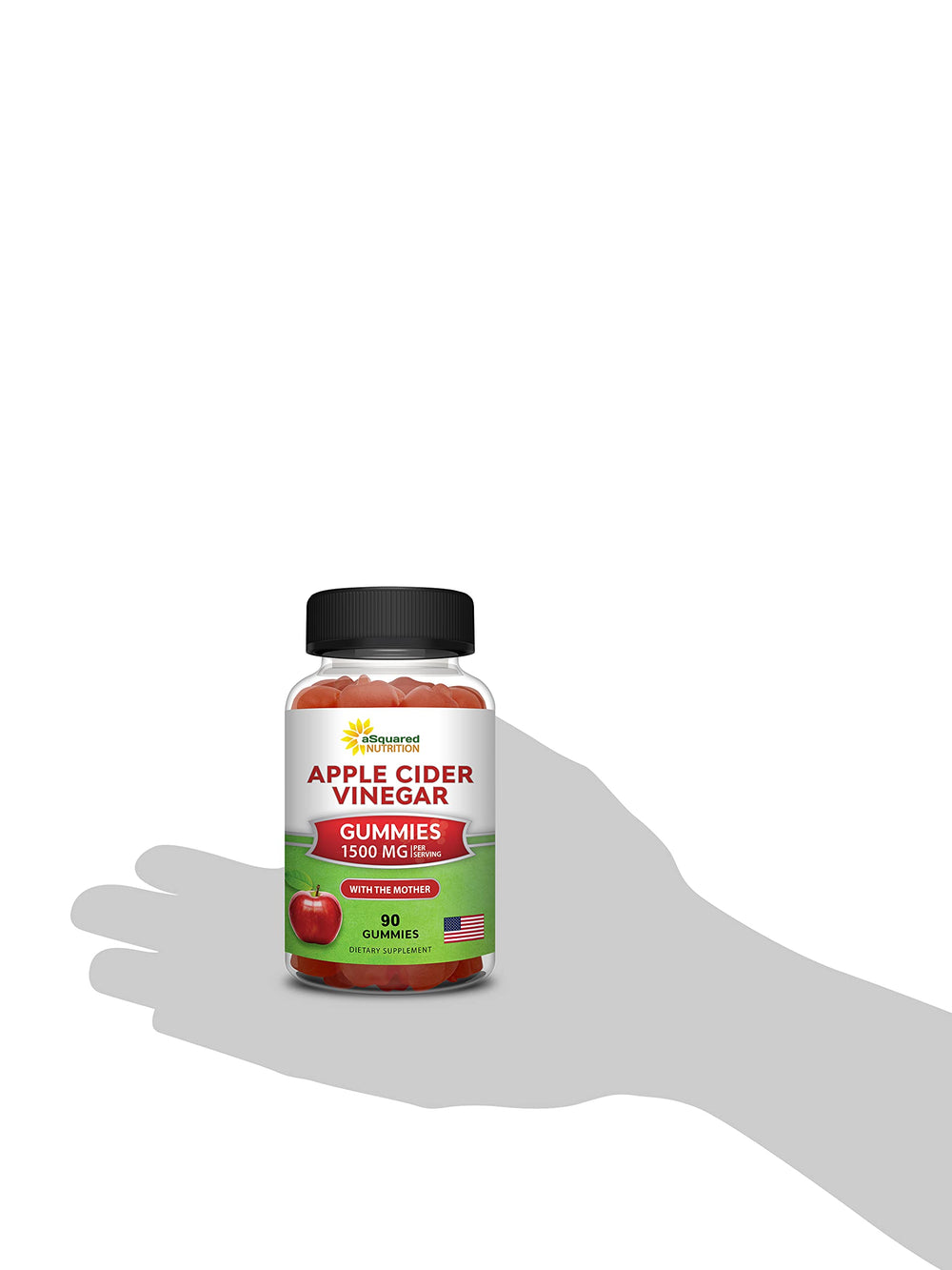 aSquared Nutrition gummies next to glass of water for daily intake