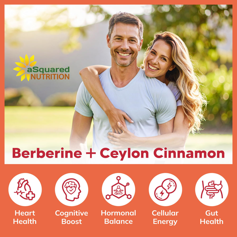 asquared Nutrition Berberine Cinnamon bottle display in kitchen setting