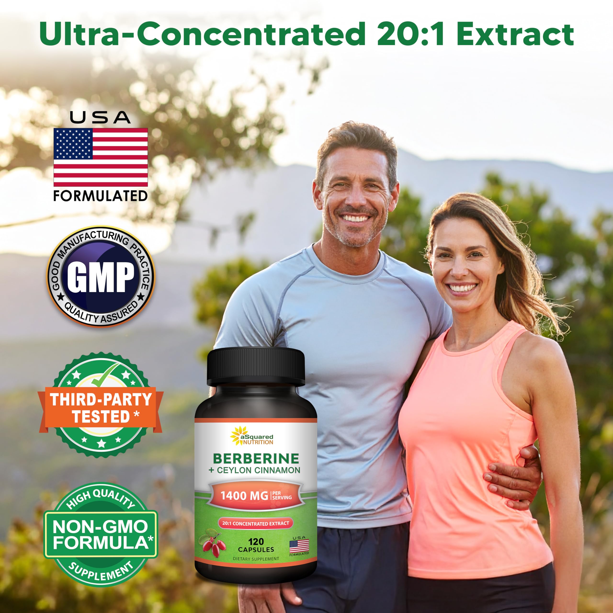 asquared Nutrition Berberine Cinnamon capsules closeup shows premium extract