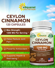 aSquared Nutrition cinnamon capsules close-up showing vegan non-GMO formula