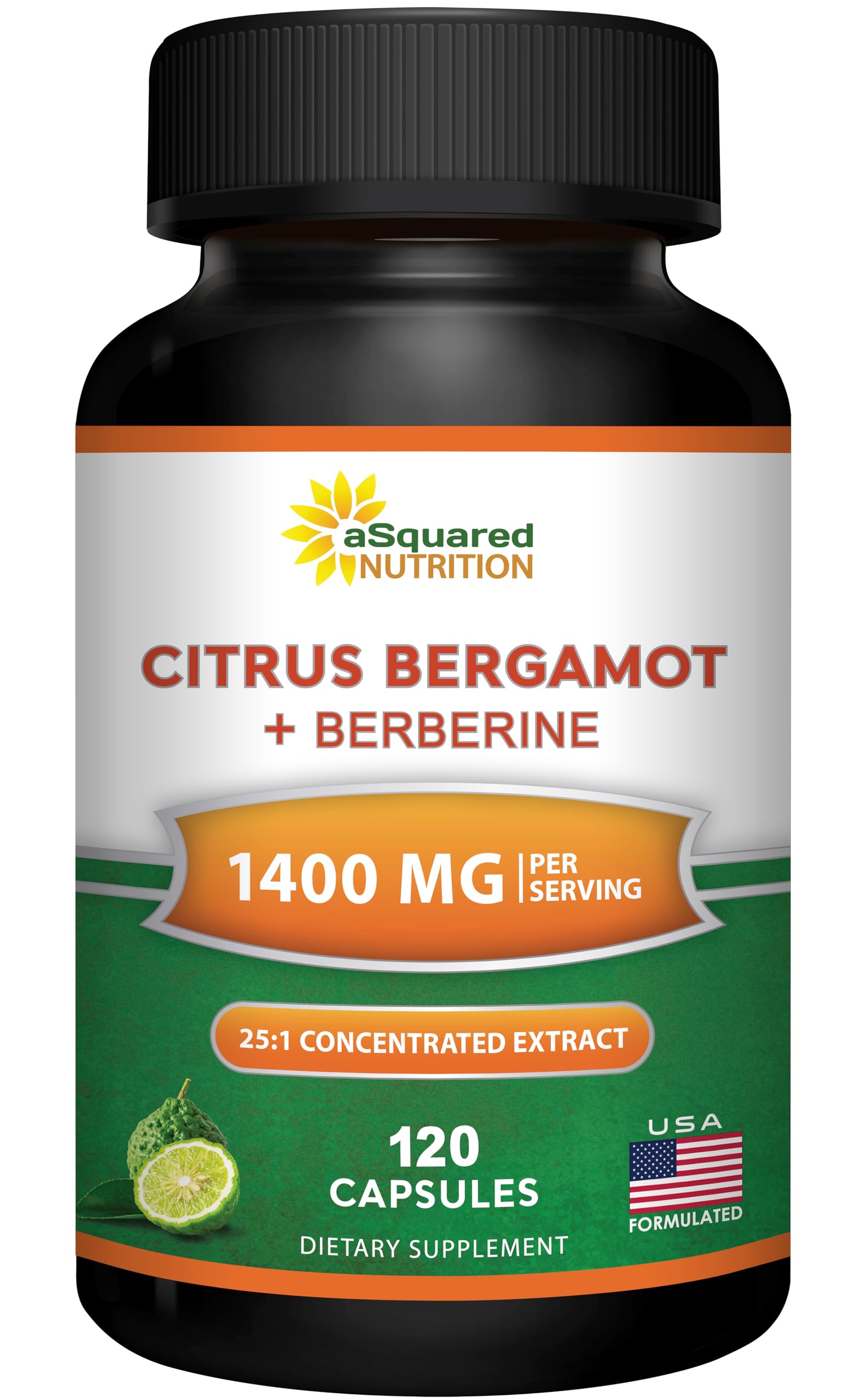 aSquared Nutrition Citrus Bergamot with Berberine bottle and capsules for daily cardiovascular wellness.