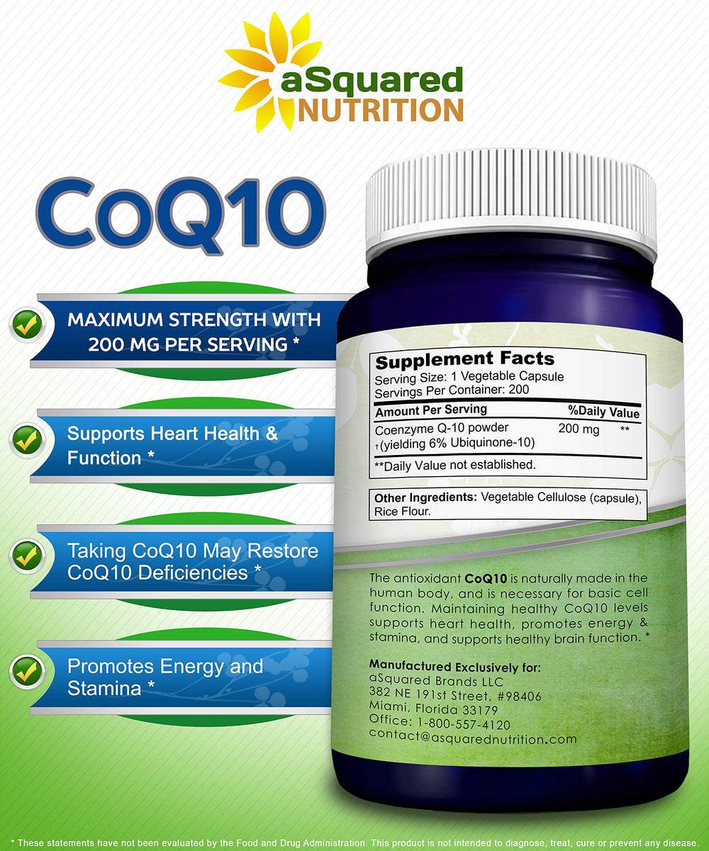 Capsules being poured from aSquared Nutrition CoQ10 bottle for daily use