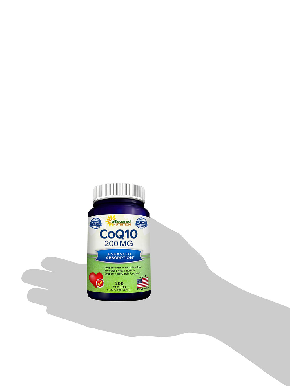 aSquared Nutrition CoQ10 bottle in a tidy daily-use scene