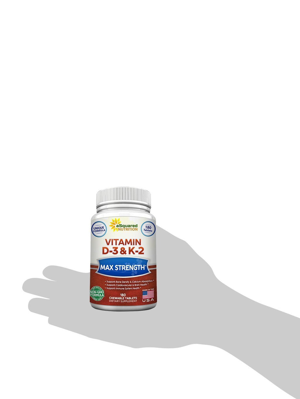 Asquared Nutrition D3 K2 tablets for bone, teeth, heart support