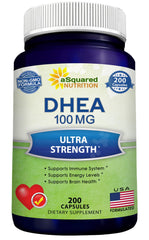 aSquared Nutrition DHEA 100mg bottle for daily vitality.