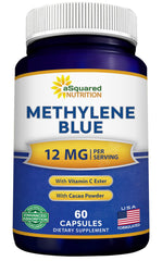 aSquared Nutrition Methylene Blue capsules bottle—pharmaceutical-grade supplement for focus and energy.