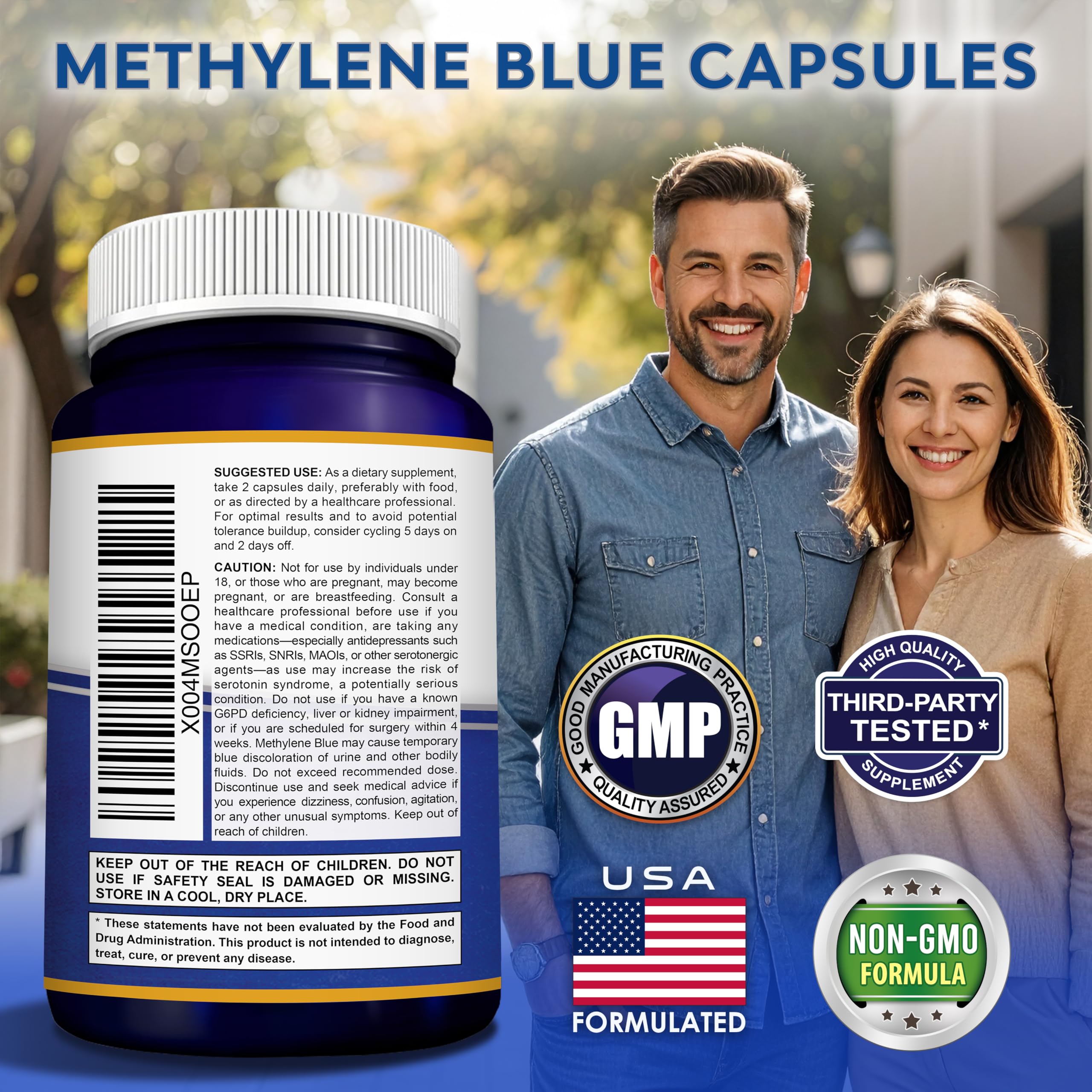 aSquared Nutrition Methylene Blue capsules in use—daily focus and energy routine.