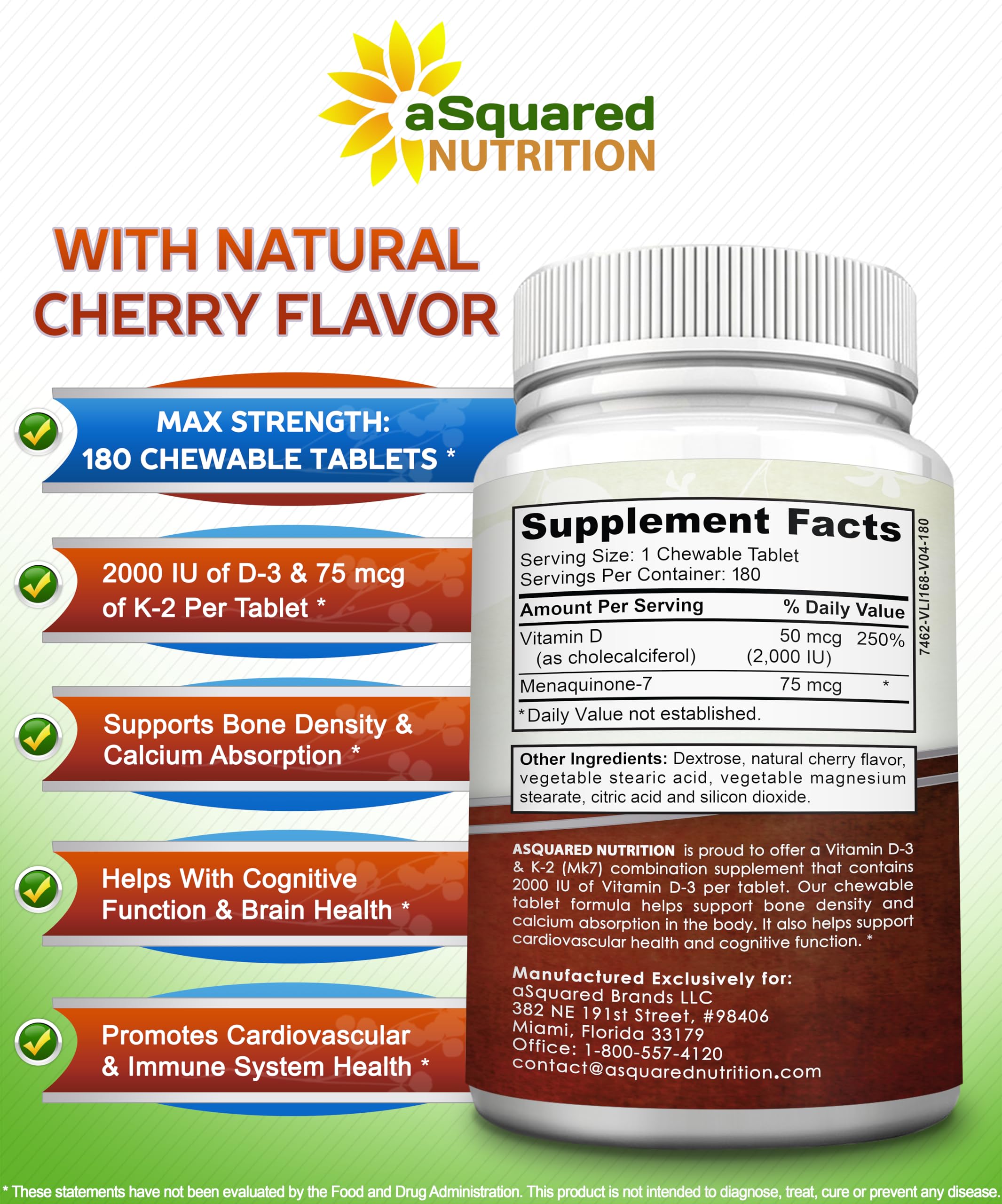 Asquared Nutrition US-made GMP facility label on packaging