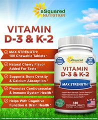 Asquared Nutrition cherry-flavored D3 K2 tablets close-up for easy chewing