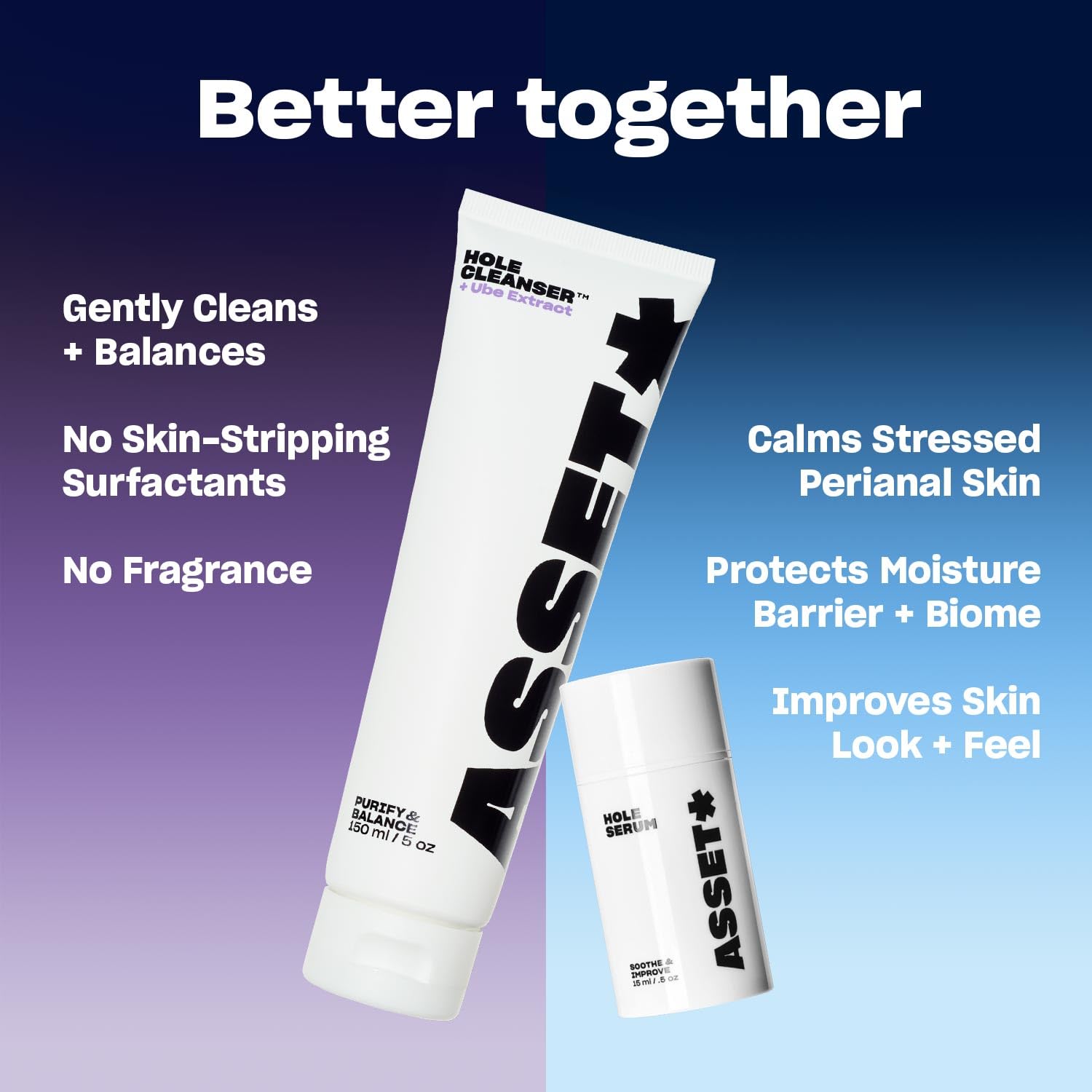 Asset Hole Serum image conveys lasting hydration and smoother texture.