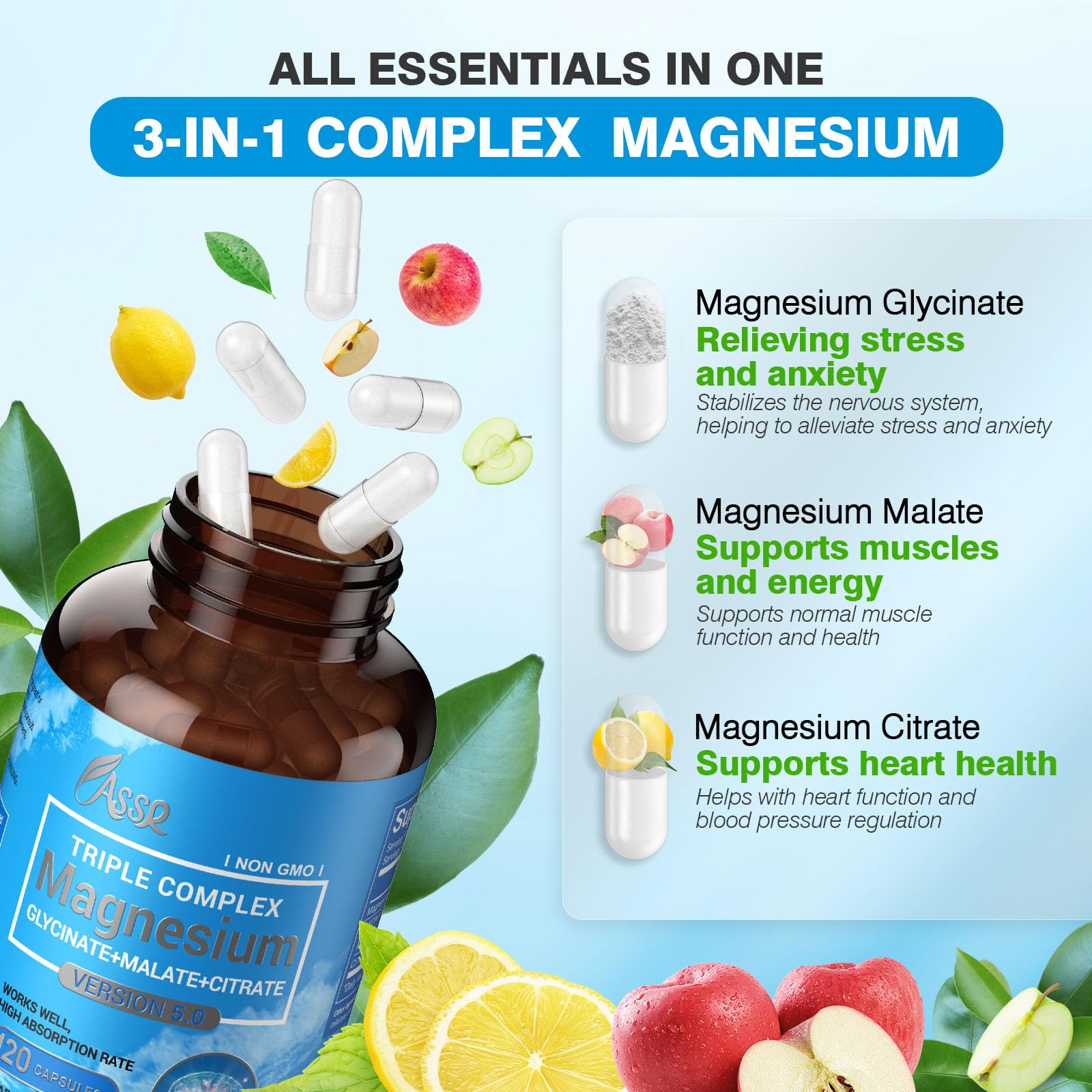ASSR Magnesium Complex label demonstrating clean vegan formulation and ingredients