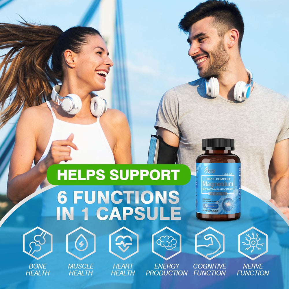 ASSR Triple Magnesium Complex packaging highlighting vegan and non-GMO status