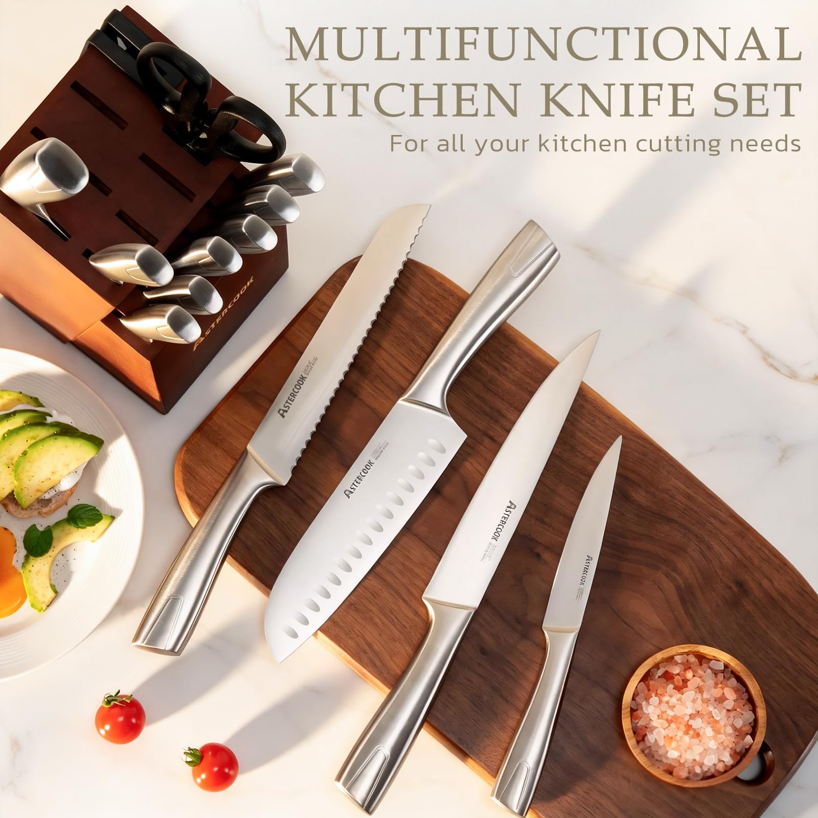 Astercook 5-inch utility knife handles varied kitchen tasks.