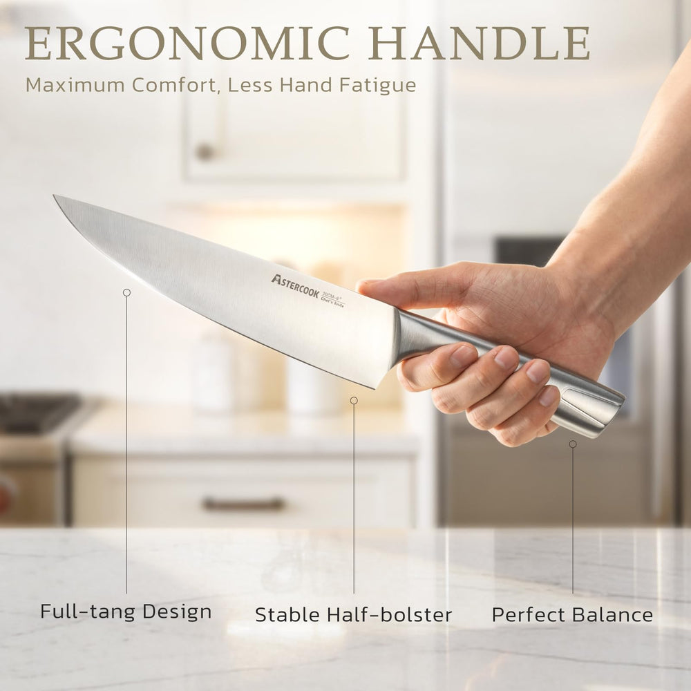 Astercook 7-inch Santoku knife excels at mincing vegetables.