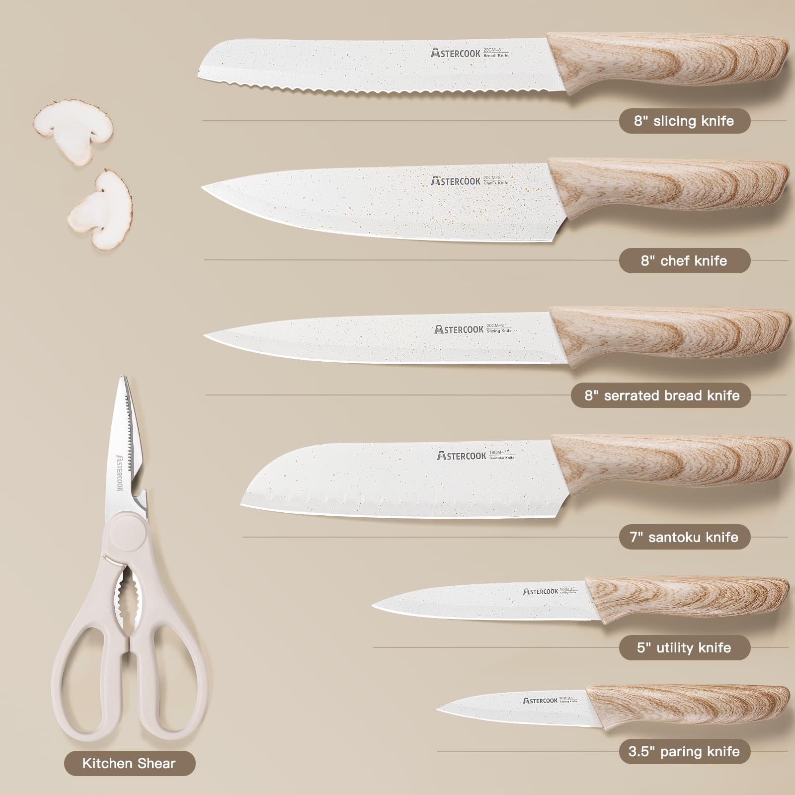 Astercook knife set 5-inch utility knife for precise small tasks