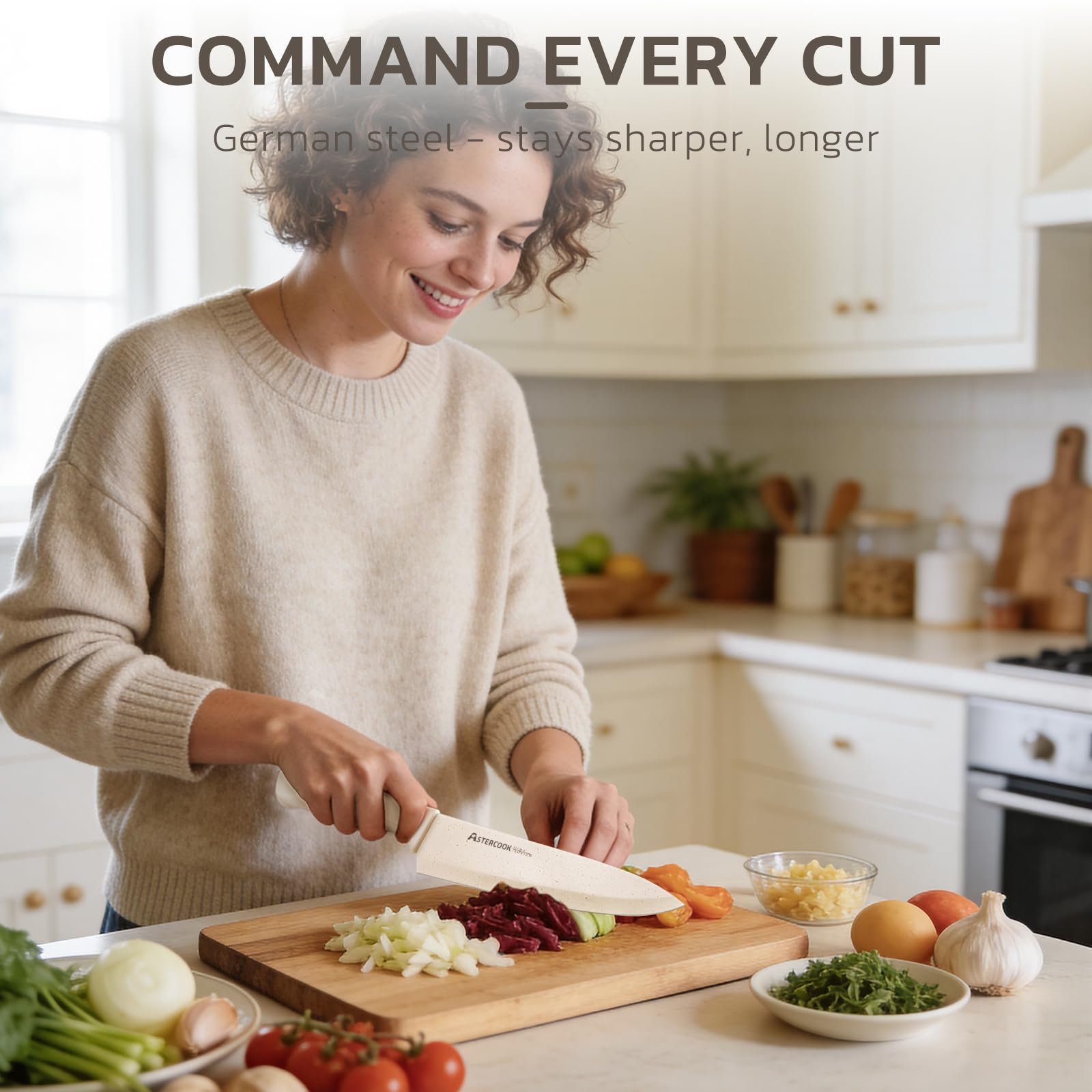 Astercook 8-inch slicing knife ideal for even portions