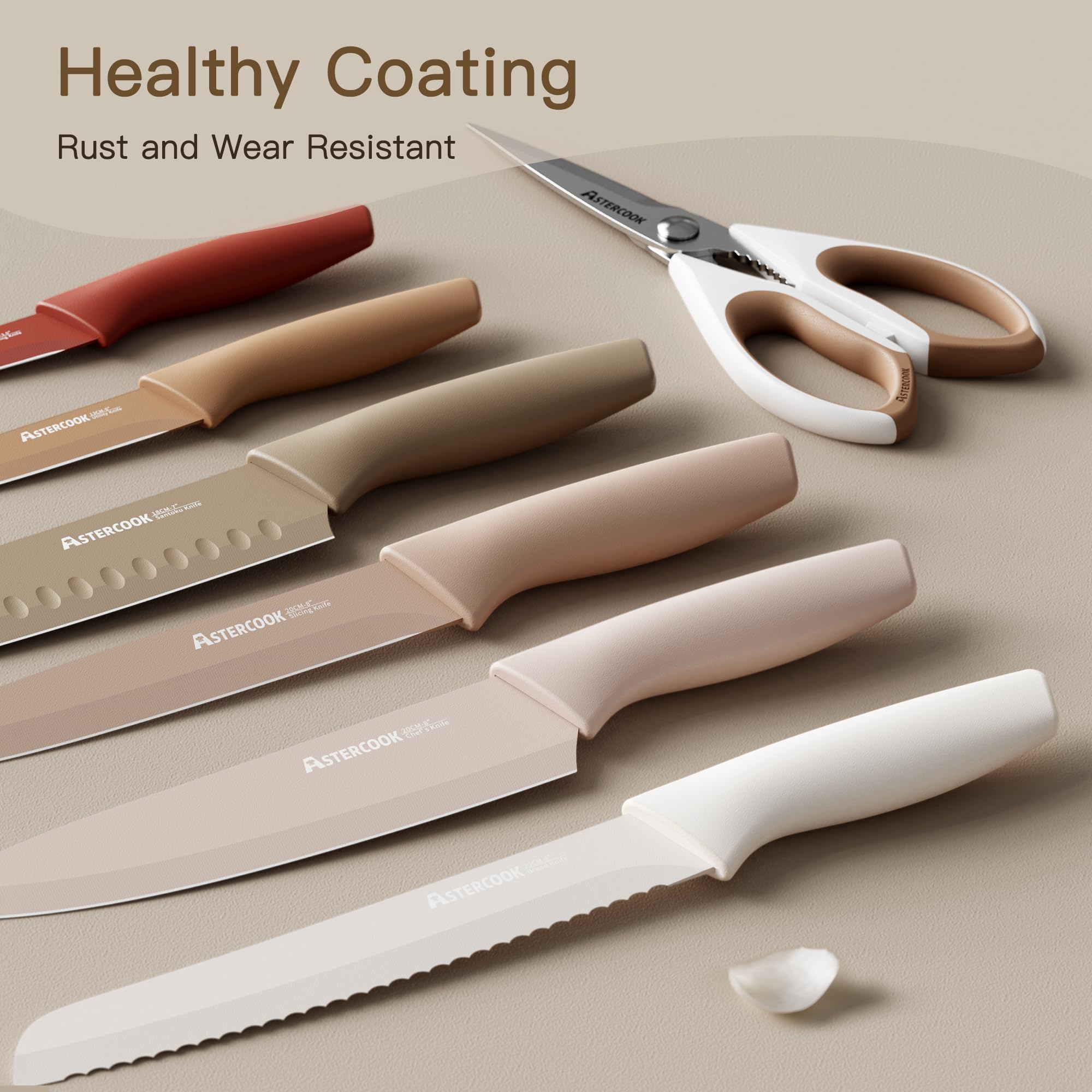 Astercook 8-inch chef knife close-up for precise slicing