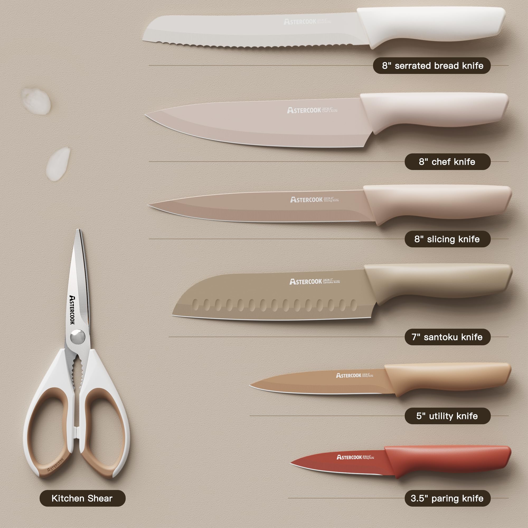 Astercook 8-inch serrated bread knife for crusty loaves