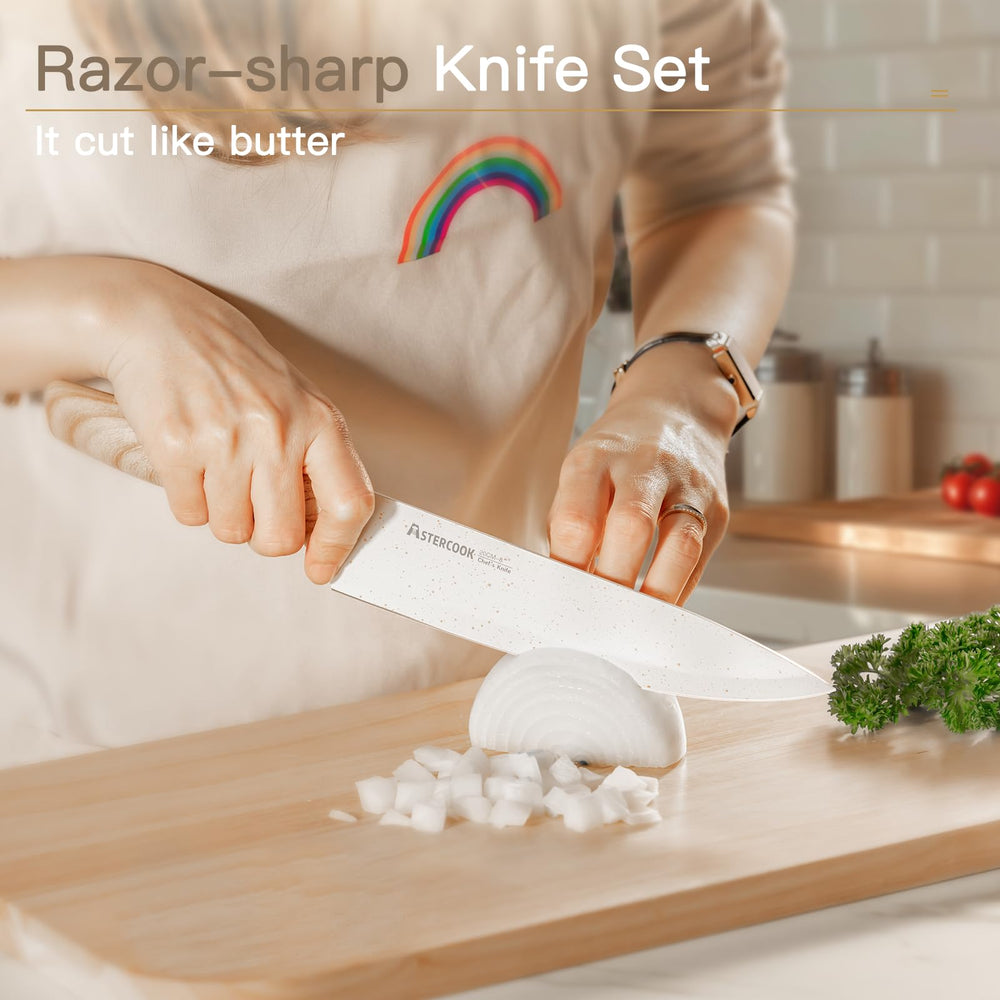 Astercook knife set kitchen shears for fast trimming and shredding