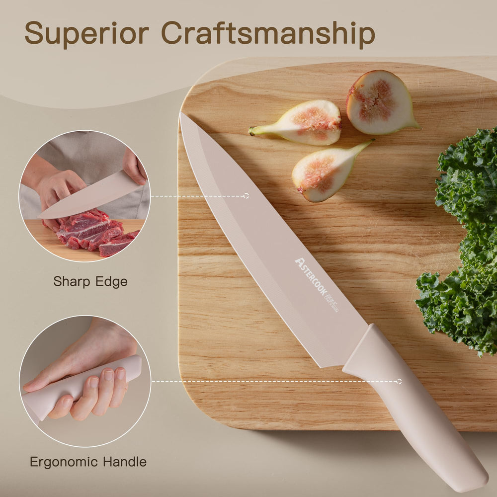 Astercook knife set warranty banner emphasizing lifetime coverage