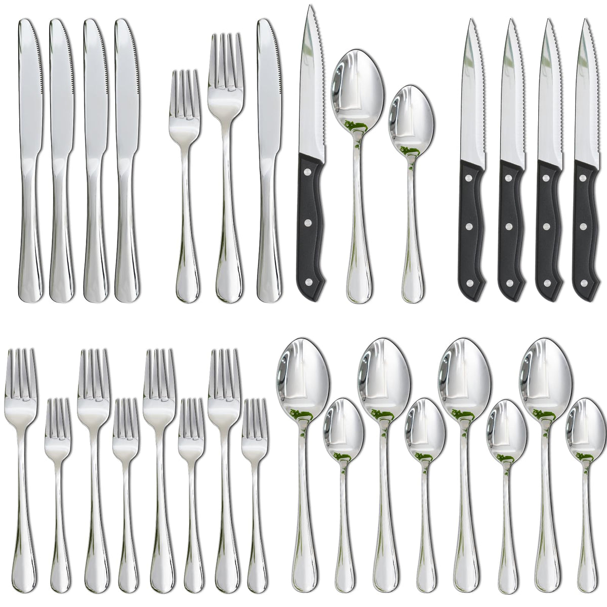 Astercook 24-piece silverware set full display for daily family meals