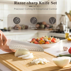 Astercook solid rubberwood block stores knives safely and stylishly.