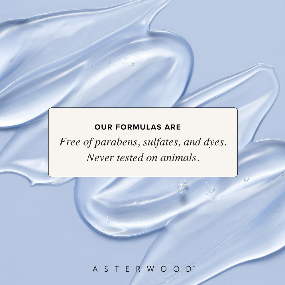 Asterwood vegan cruelty-free label underscoring gentle and ethical skincare.