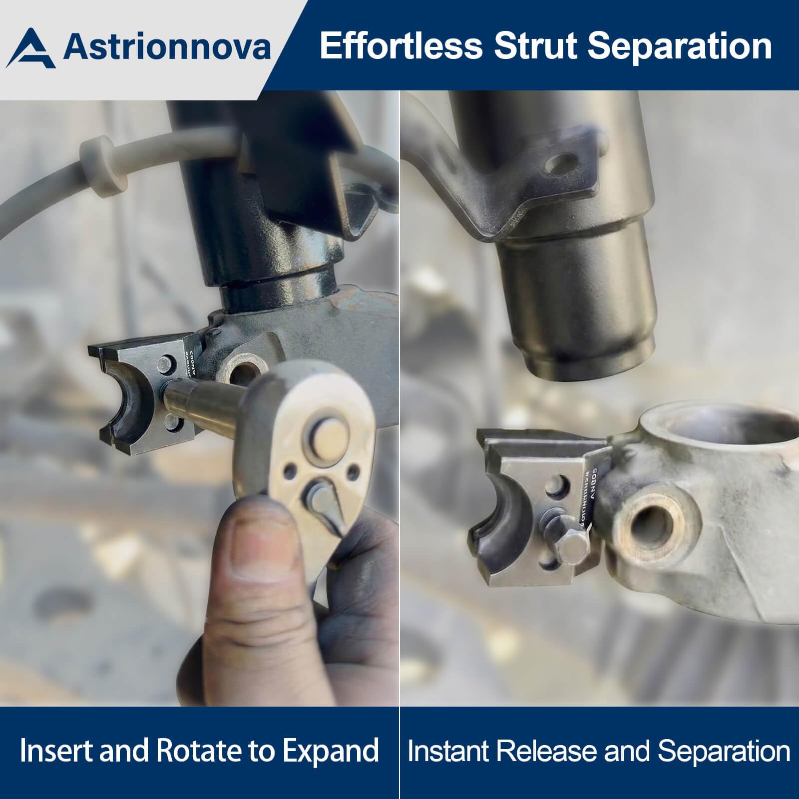 Astrionnova spreader tool lower ball joint end enables easy separation