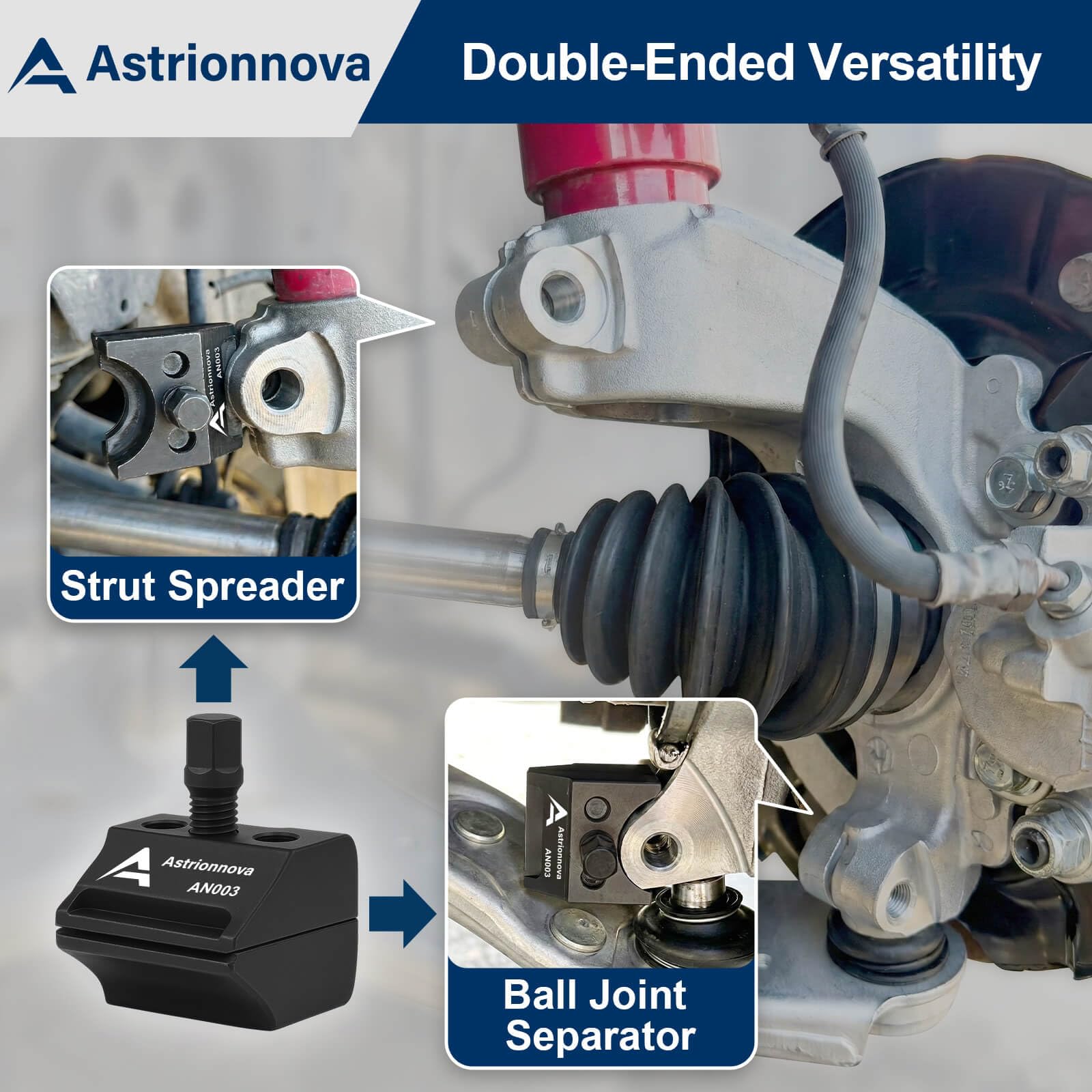 Astrionnova universal spreader: upper split hub end for precise engagement