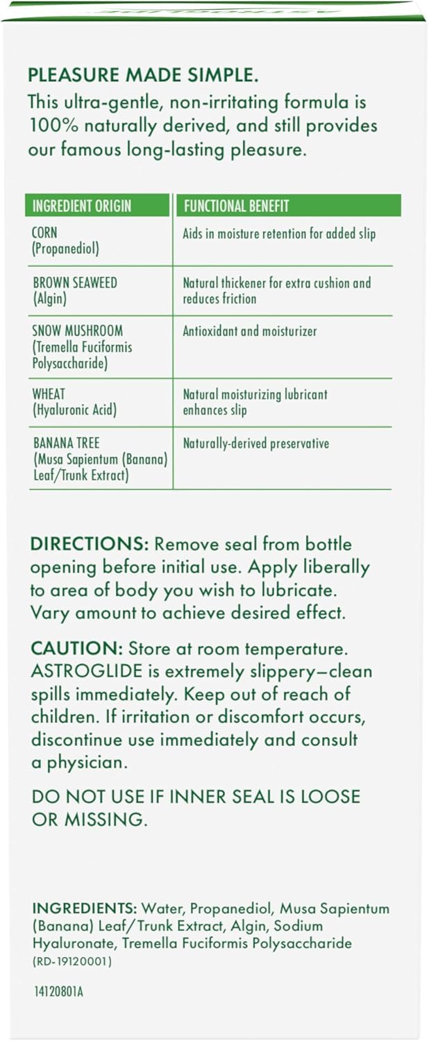 Astroglide Pure and Simple vegan label indicates plant-based formula.