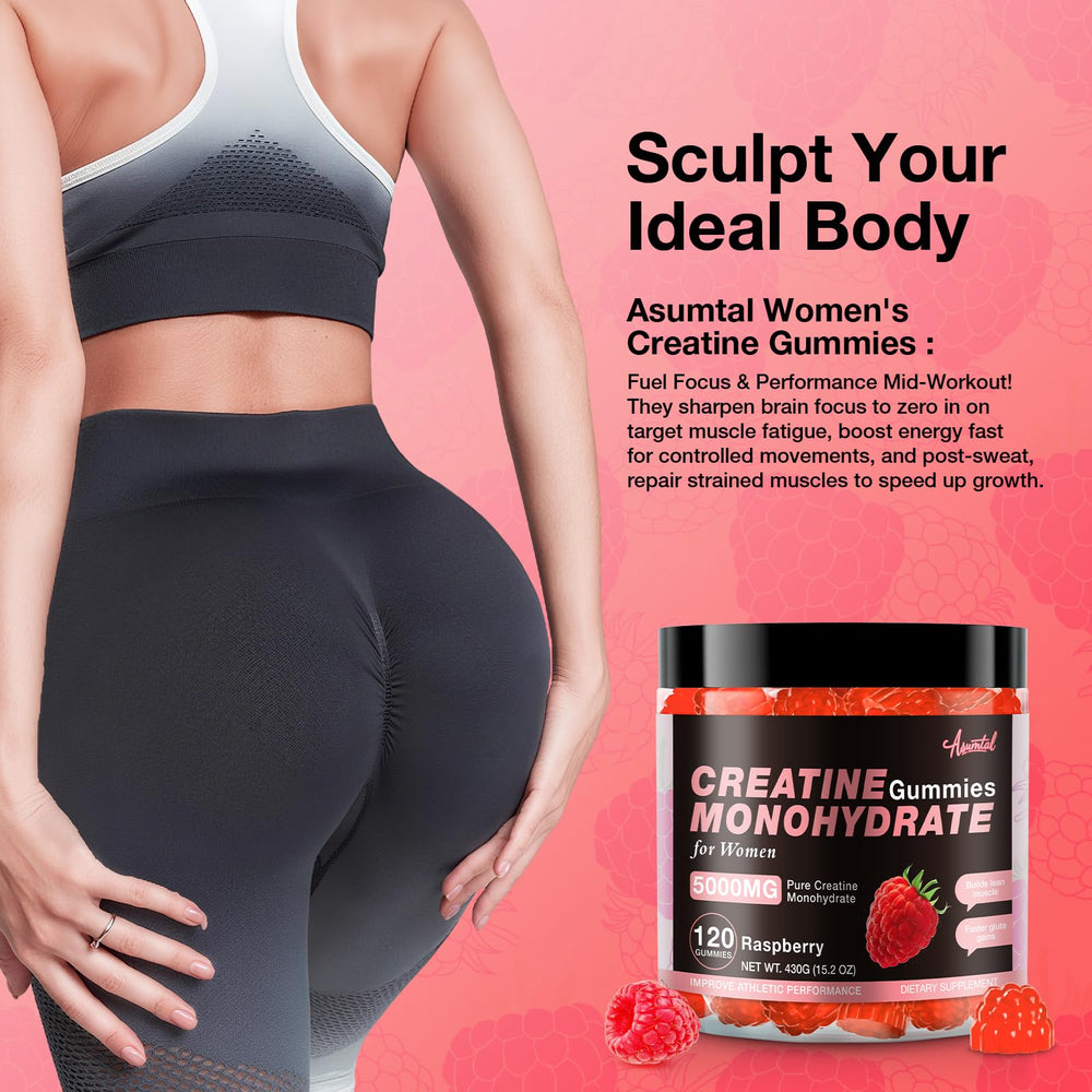 Asumtal Creatine for Women pre-workout use scene suggests steady energy during training.