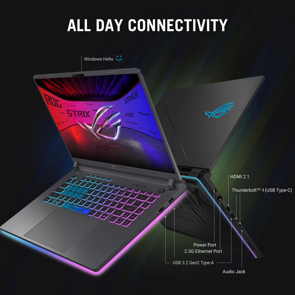 ASUS ROG Strix G16 RTX 5060 GPU powers modern games smoothly.