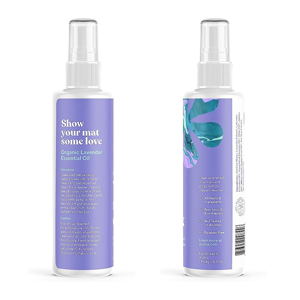 ASUTRA Yoga Mat Cleaner with unscented and peppermint options illustrating scent variety