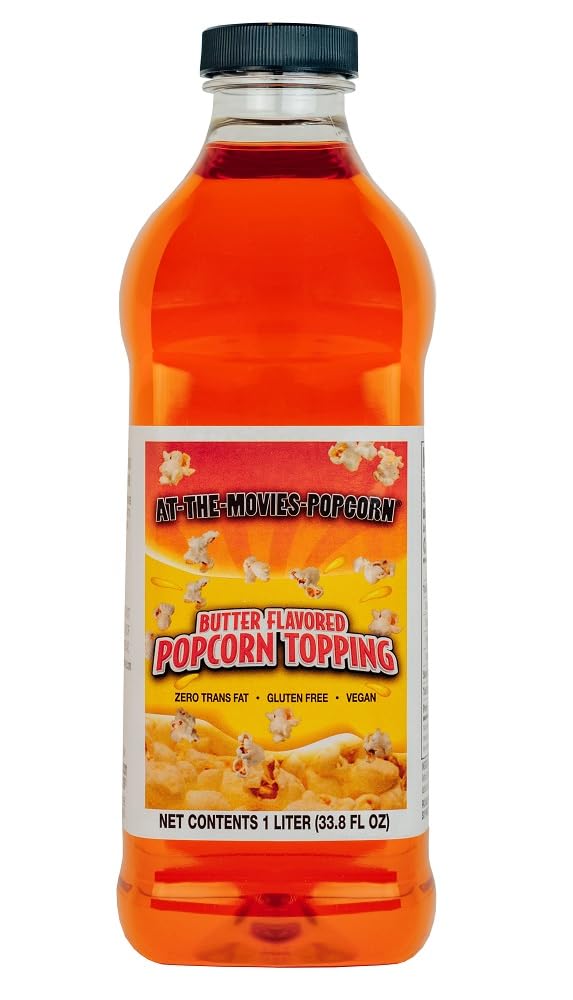 At-The-Movies-Popcorn 1L bottle on display for easy home theater flavor.